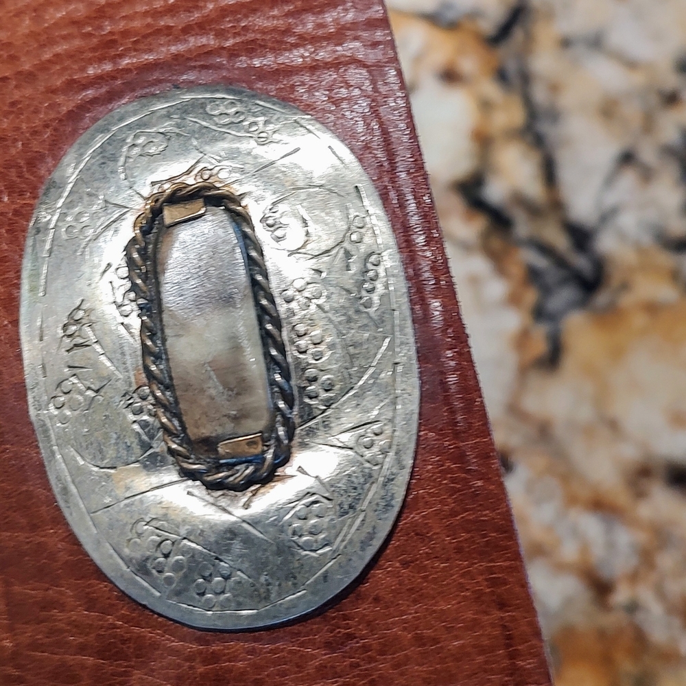 Chico's Brown Leather Belt with Silver-Tone Conchos - Picture 6 of 14